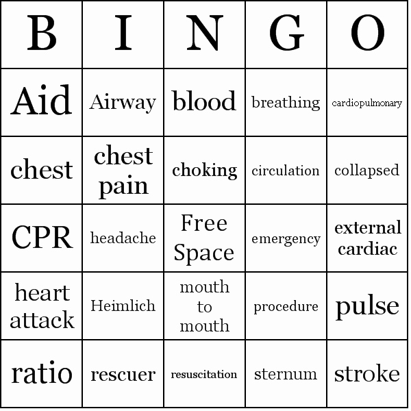 Cpr Card Template Word Luxury Cpr Bingo Cards