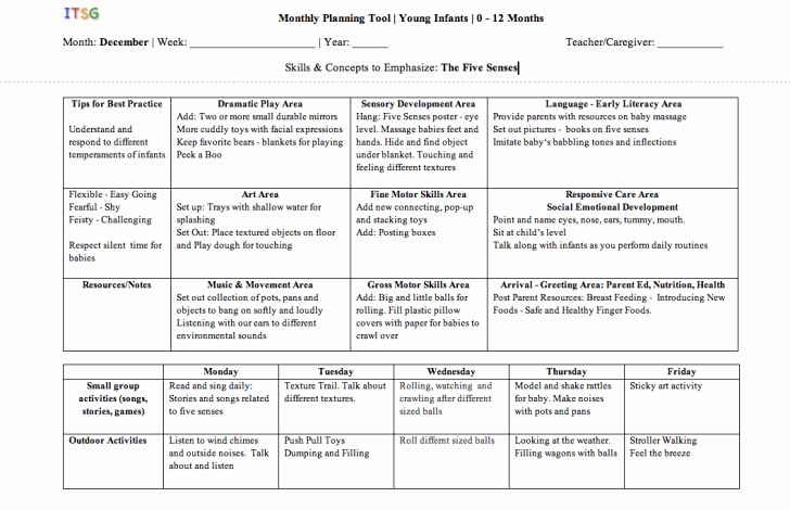 Creative Curriculum Lesson Plan Template Awesome Creative Curriculum Infant toddler Lesson Plan Template