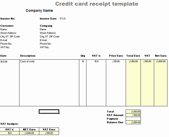 Credit Card Slip Template Awesome Free Receipt Template – Printable Receipt Templates