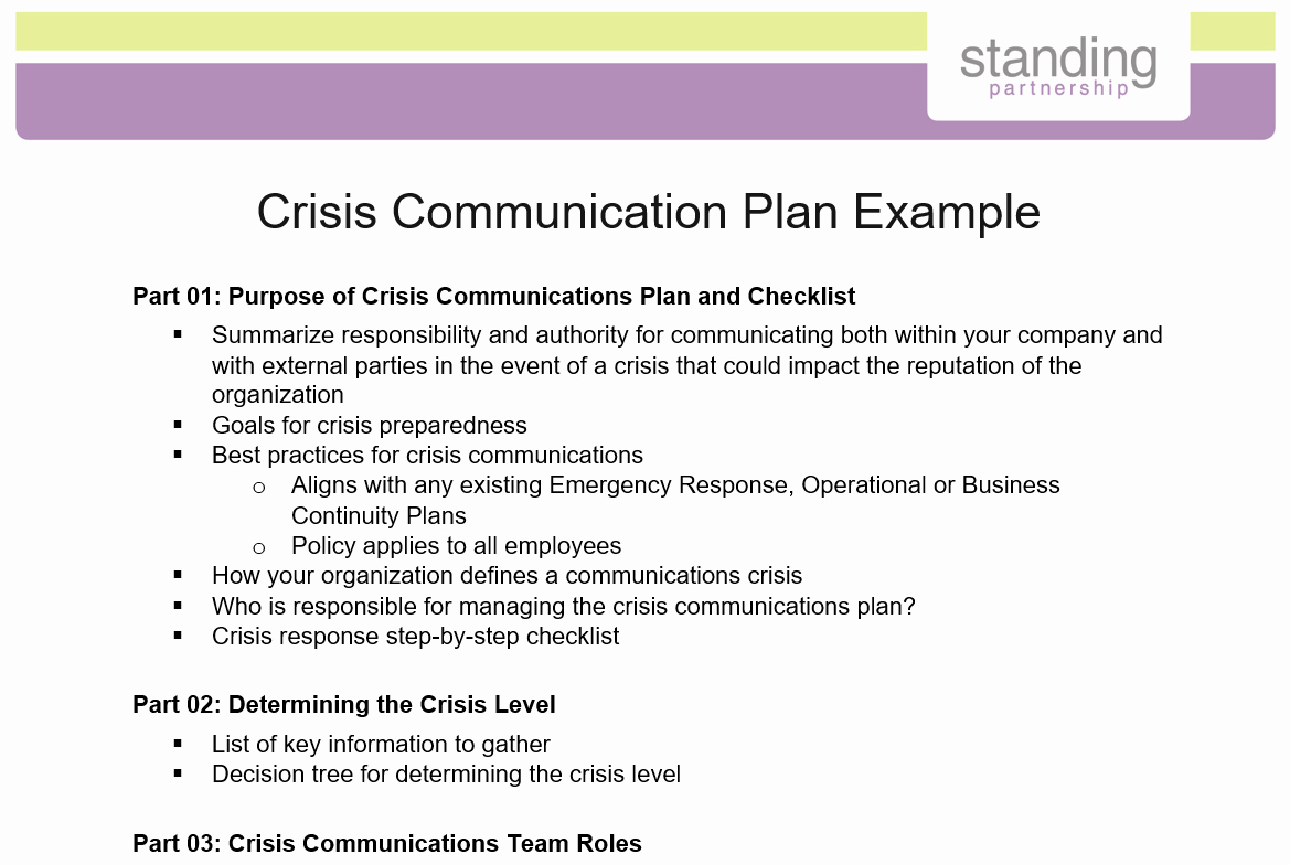 Crisis Communications Plan Template Elegant Crisis Munication Plan Example Standing Partnership