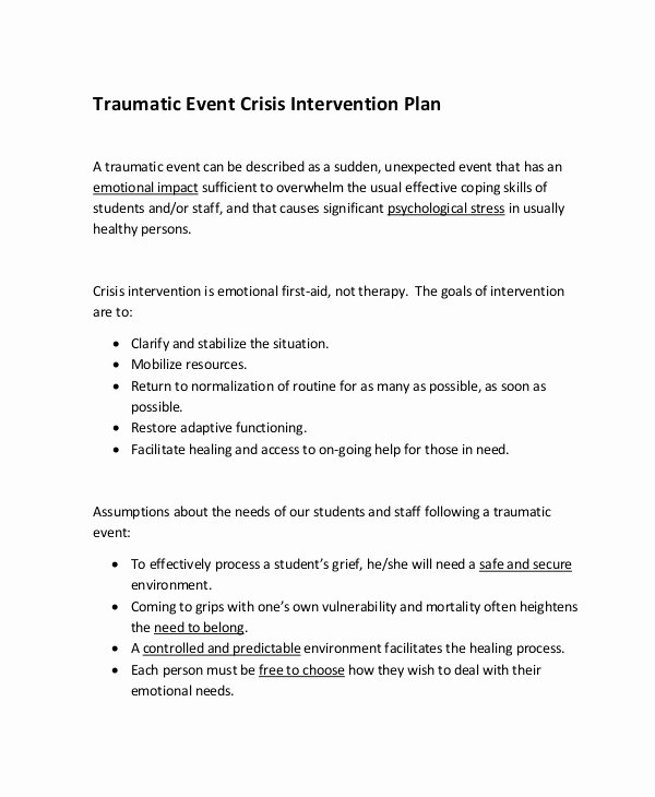 Crisis Intervention Plan Template Lovely Crisis Plan Template 9 Free Word Pdf Documents