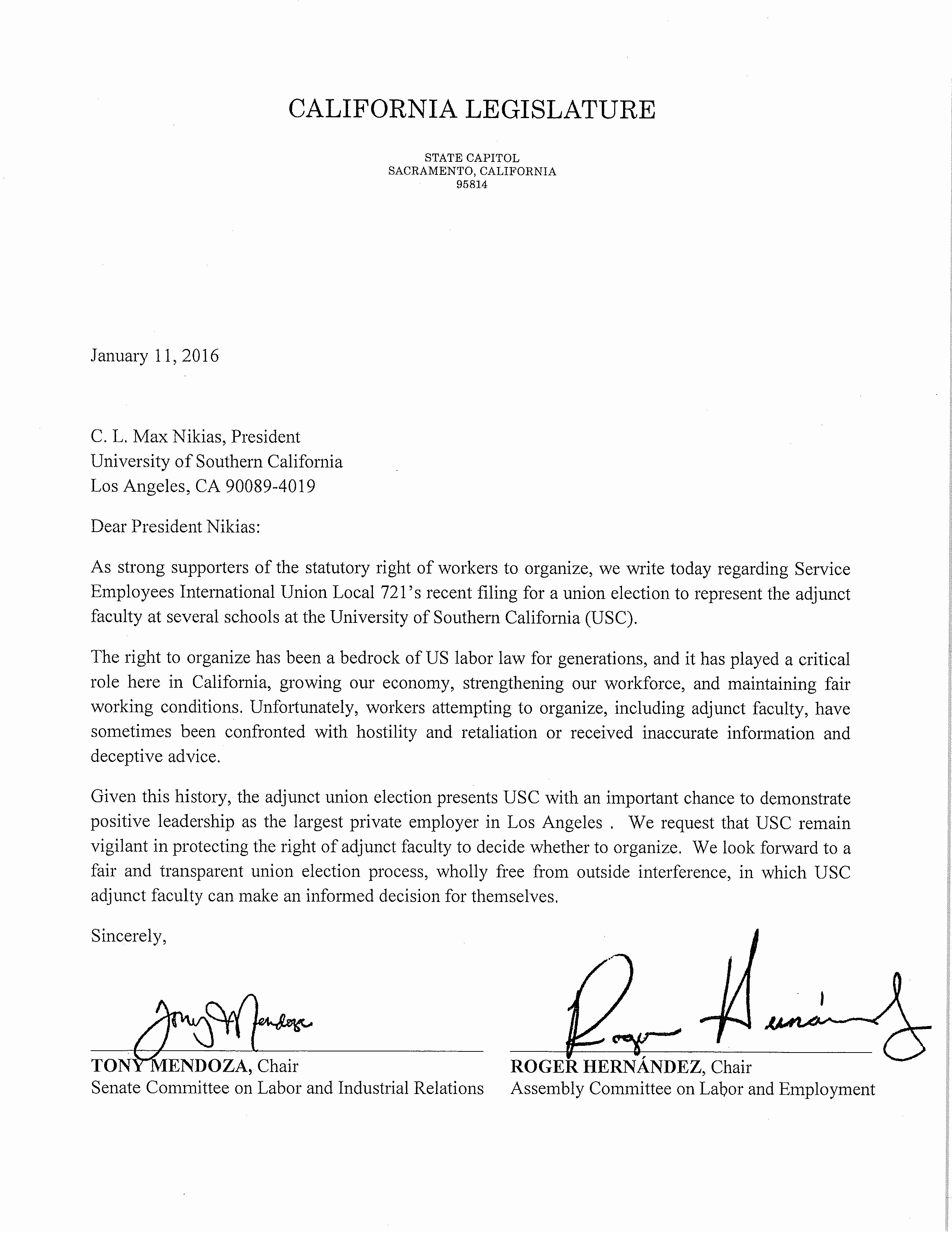 Csu Letter Of Recommendation Beautiful California State Legislators assert the Right Of Usc