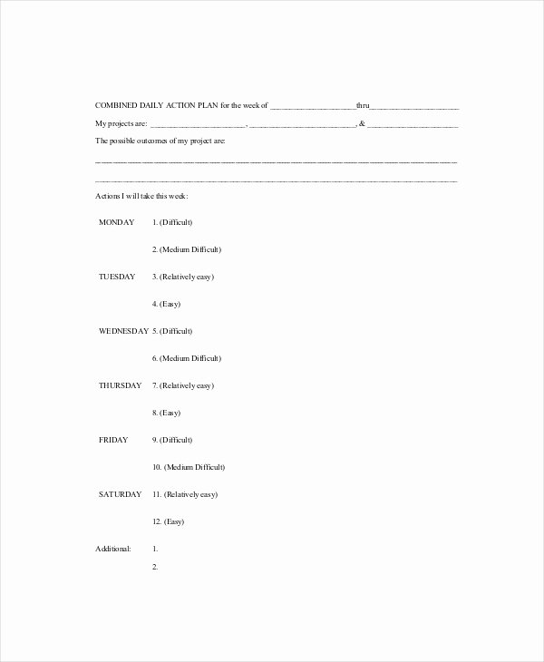 Daily Action Plan Template New Daily Action Planner Template 5 Free Pdf Documents