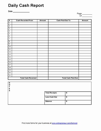 Daily Cash Sheet Template Excel Best Of Daily Cash Report Template Daycare