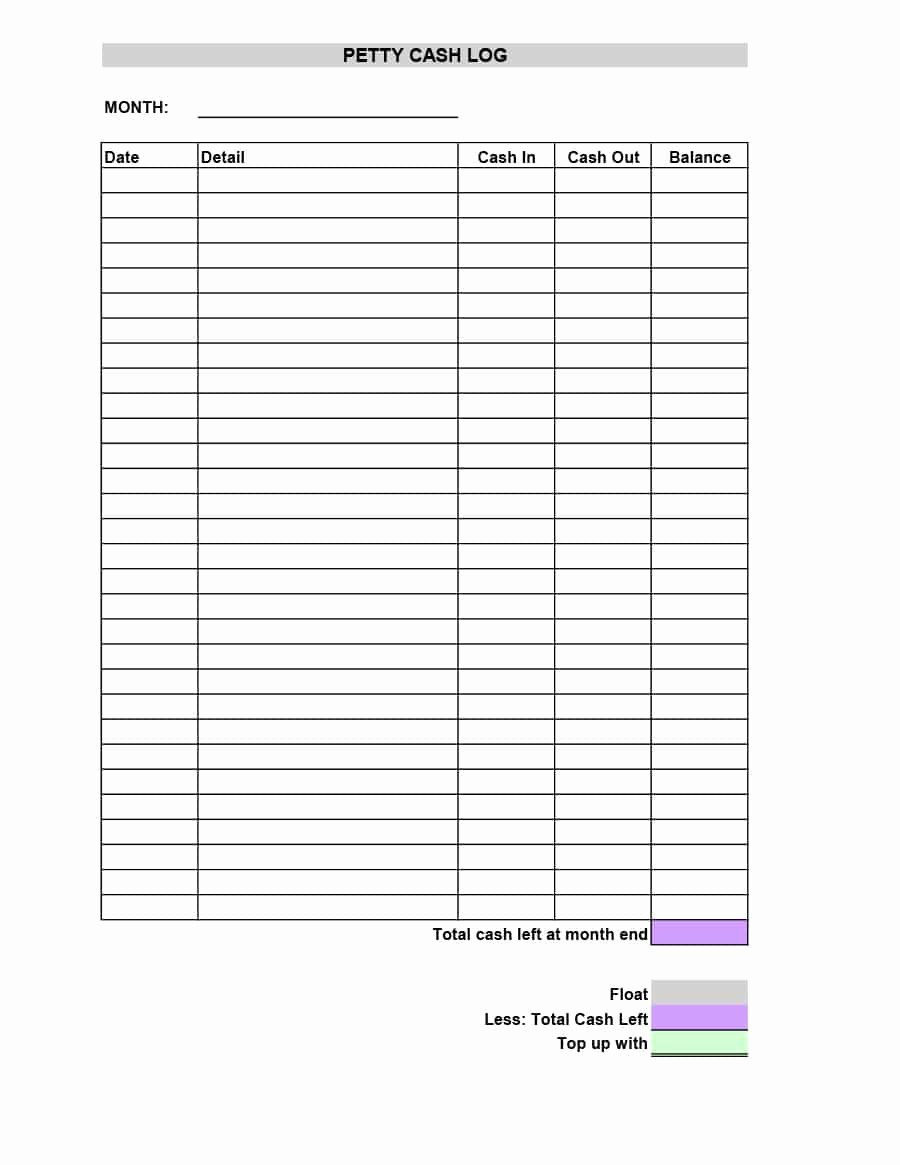 Daily Cash Sheet Template Excel Elegant 40 Petty Cash Log Templates &amp; forms [excel Pdf Word]