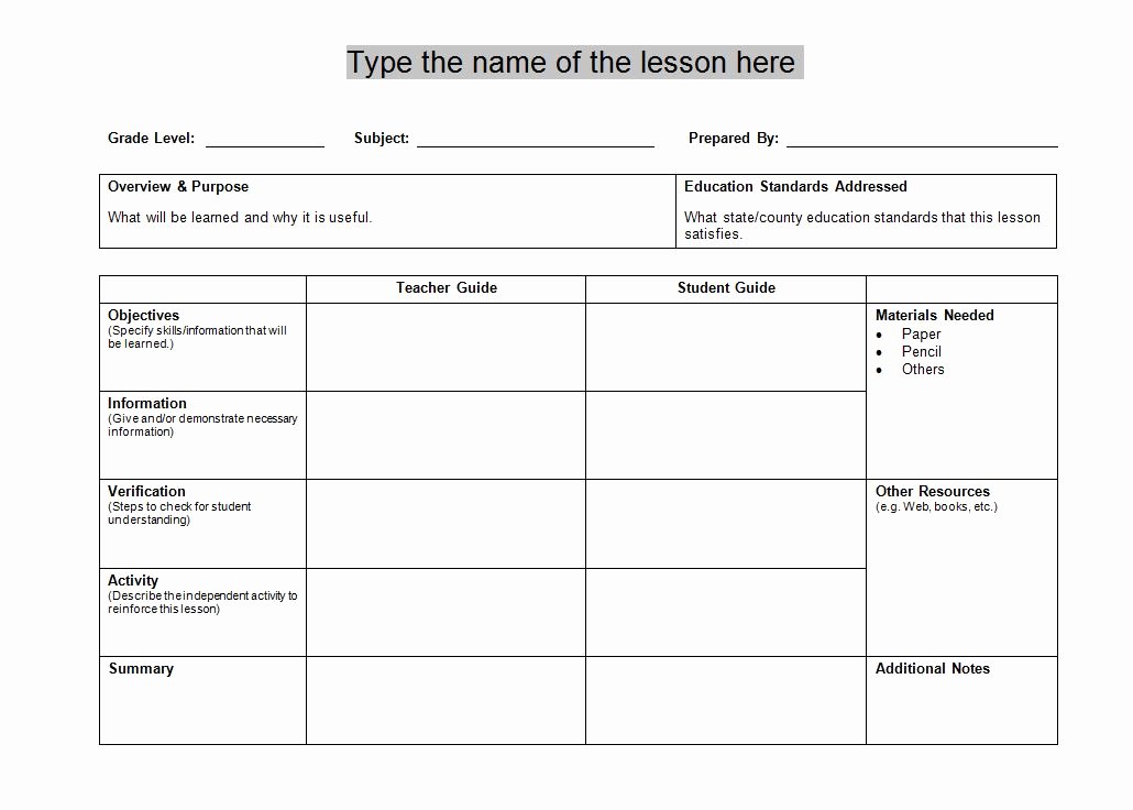 Daily Lesson Plan Template Doc Fresh Lesson Plan Template Word