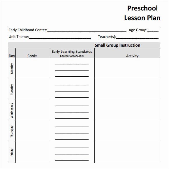 Daily Lesson Plan Template Elegant Sample Preschool Lesson Plan 10 Pdf Word formats