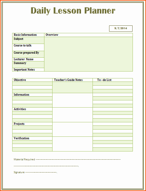 Daily Lesson Plan Template Fresh 7 Lesson Plan Template Word Bookletemplate