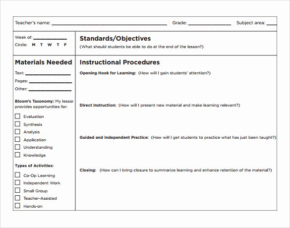 Daily Lesson Plan Template Pdf Awesome 19 Sample Teacher Lesson Plan Templates