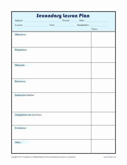Daily Lesson Plan Template Pdf Lovely Daily Lesson Plan Template with Subject Grid Secondary