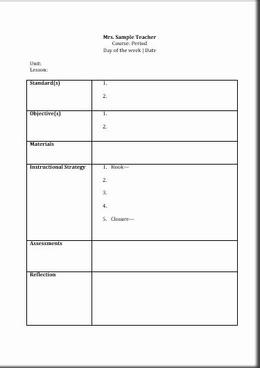 Daily Lesson Plan Template Unique Printable Lesson Plan Template Free to