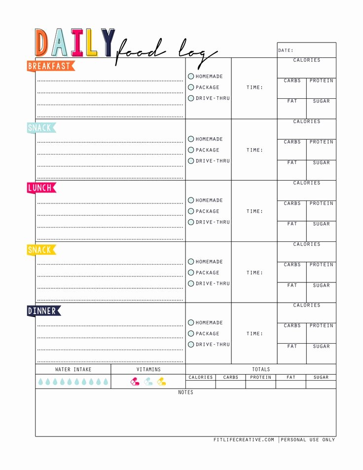 Daily Meal Plan Template Awesome Daily Food Log Printable A Successful Health and Fitness
