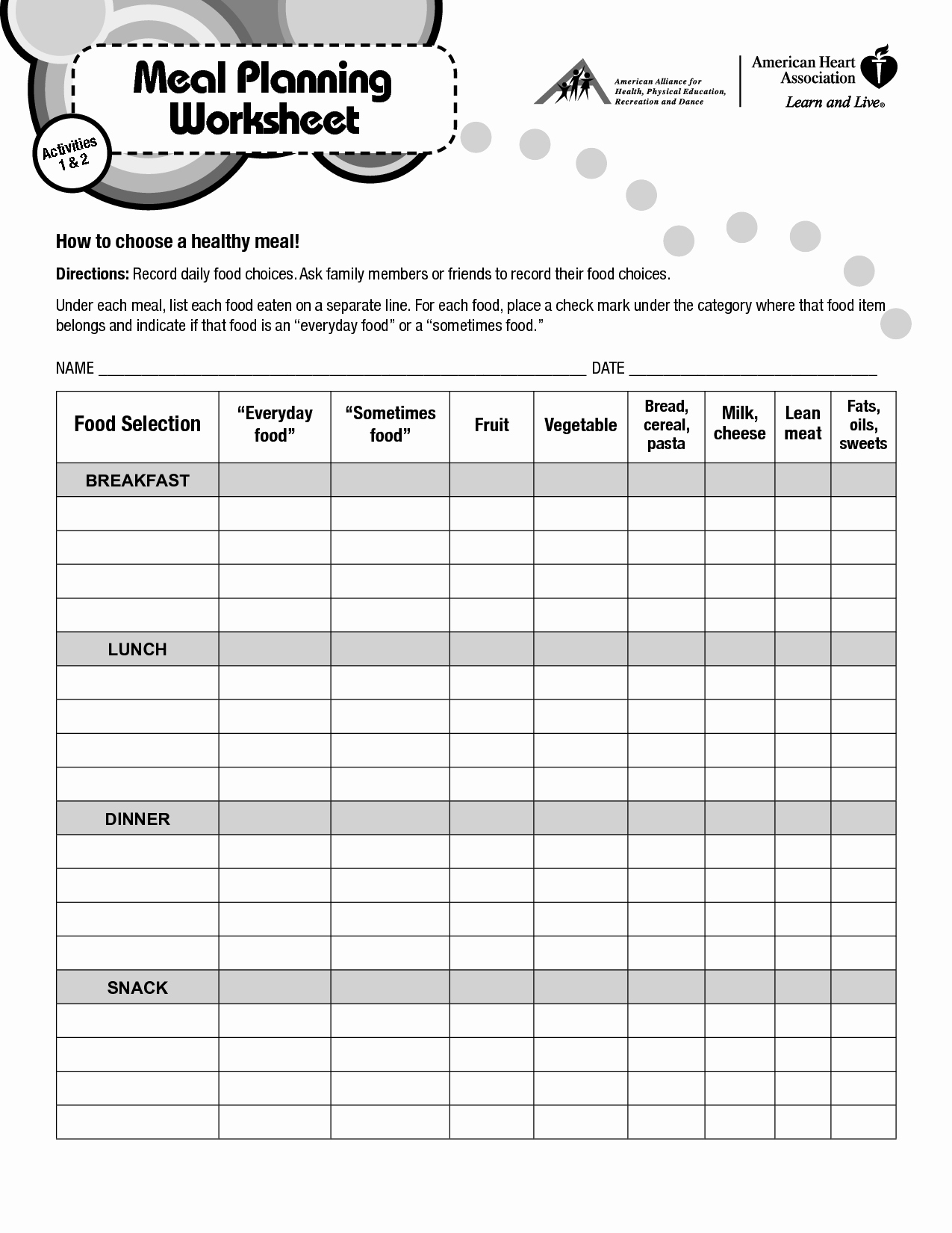 Daily Meal Plan Template Inspirational 19 Best Of Meal Planning Printable Worksheets