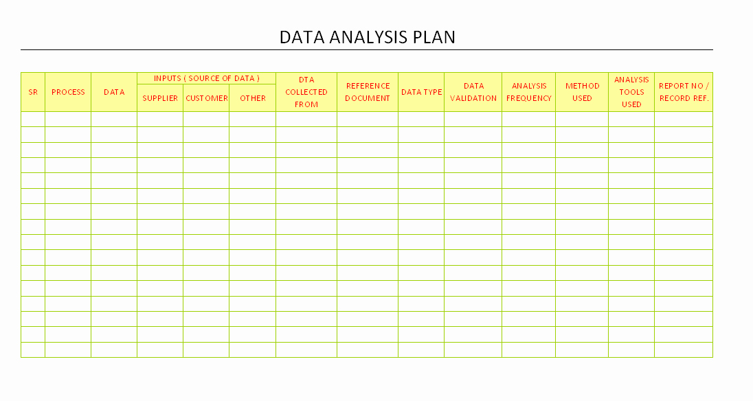 Data Analysis Plan Template Fresh Data Analysis Plan format Samples