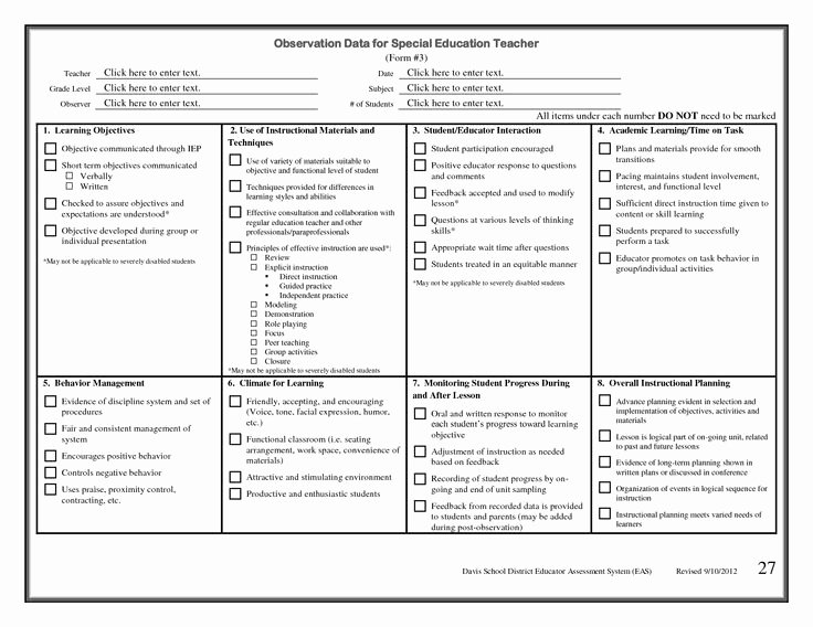 Data Collection Plan Template New Special Education forms