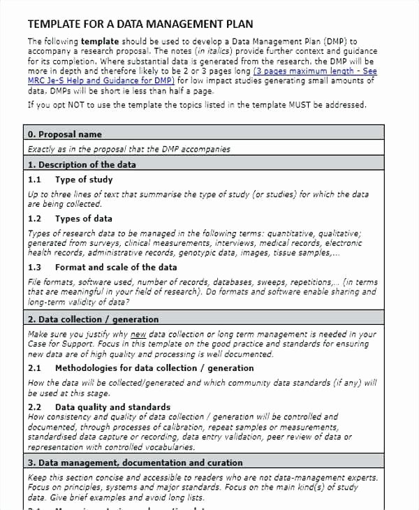 Data Management Plan Template Awesome 11 Data Management Plan Examples Pdf