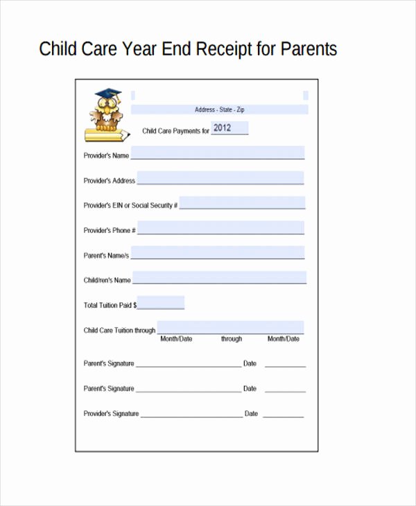 Daycare Tax Receipt Template Lovely Printable Receipt forms 41 Free Documents In Word Pdf