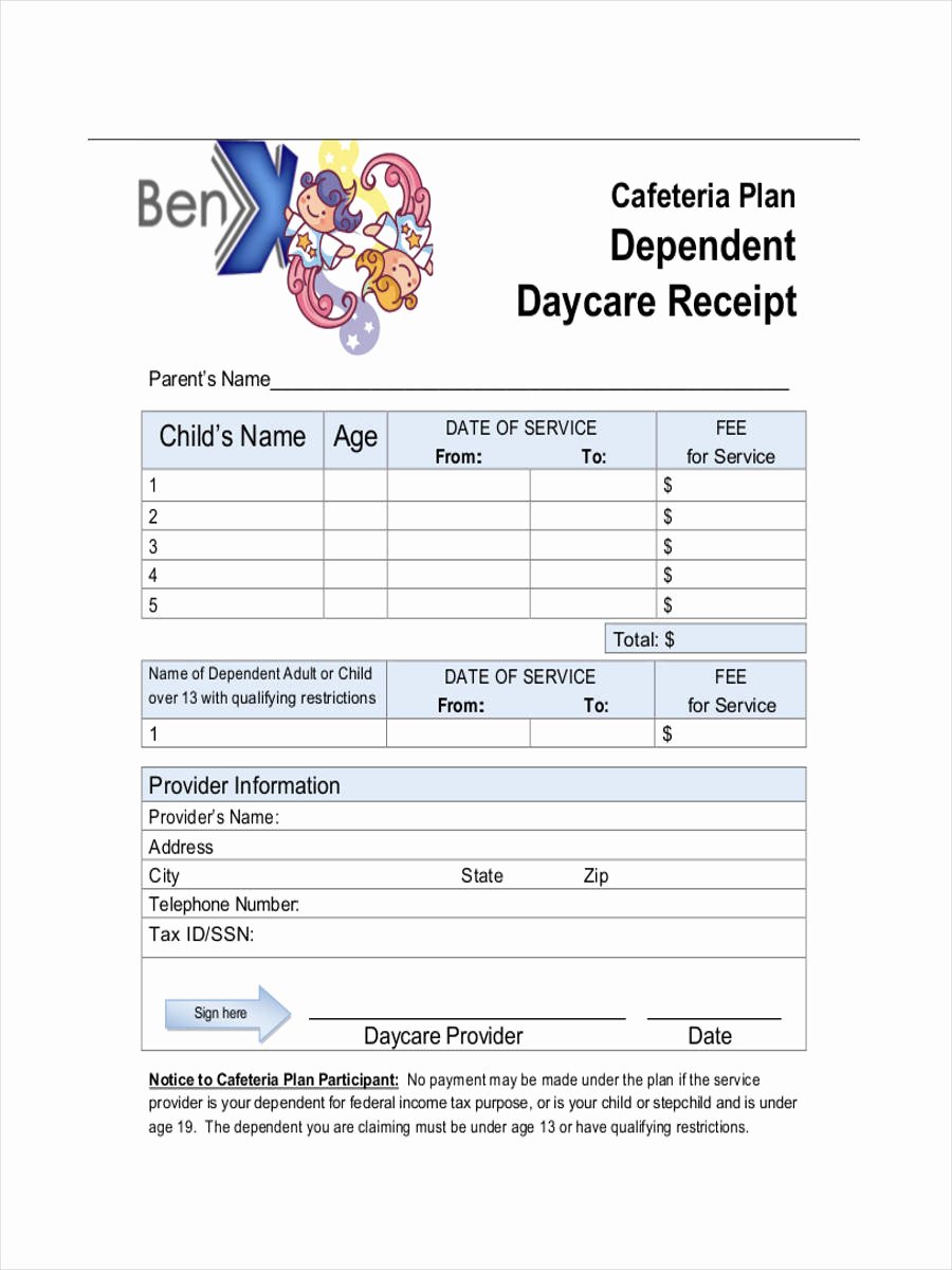 Daycare Tax Receipt Template Unique 9 Daycare Receipt Examples &amp; Samples