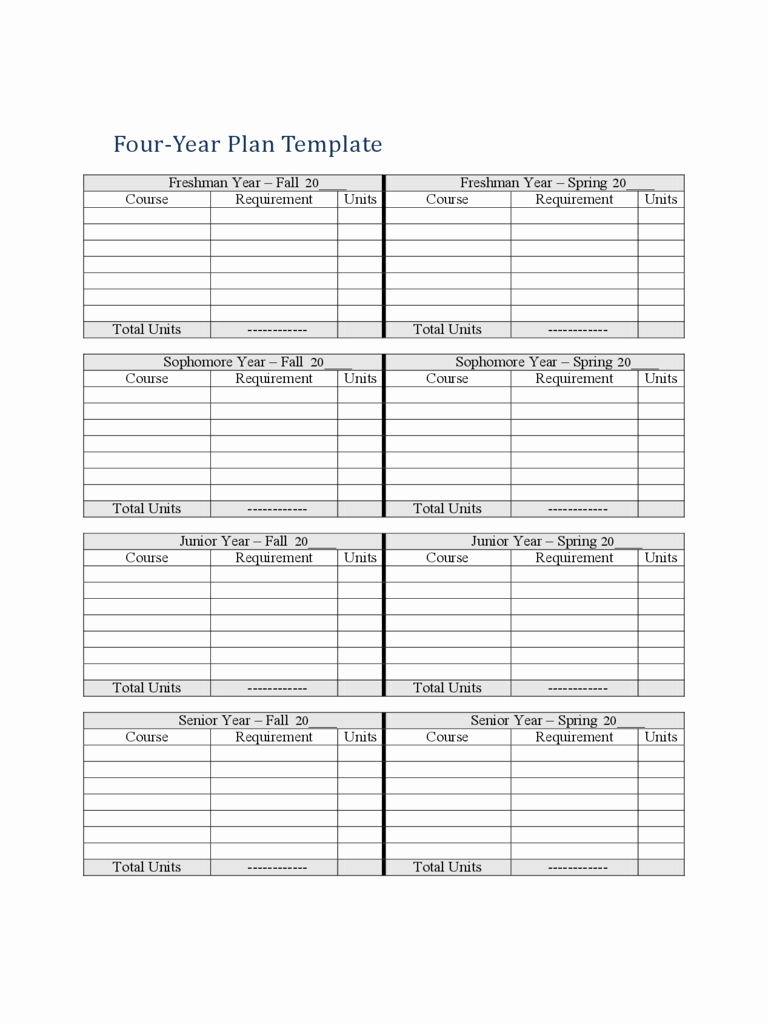 Degree Plan Template Excel Unique Four Year Plan Template Edit Fill Sign Line