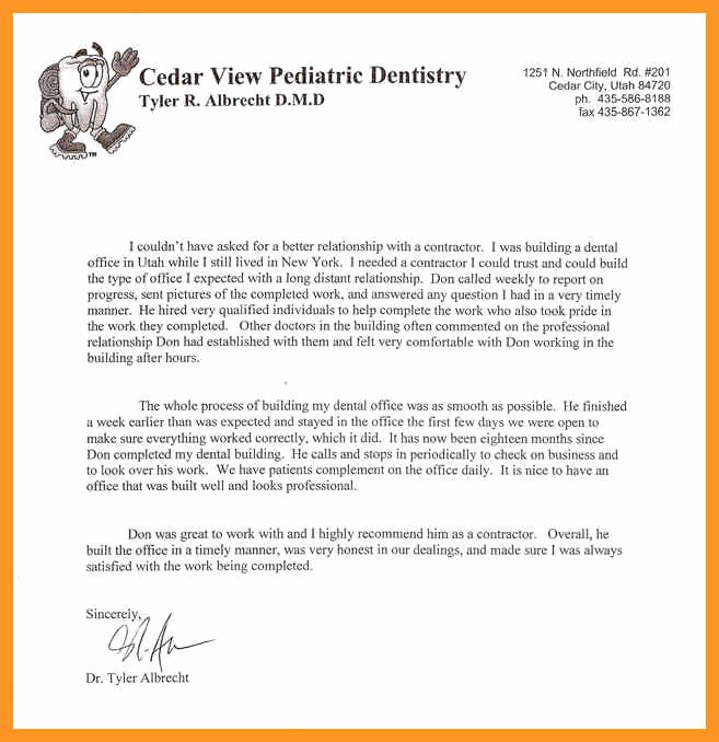 Dental School Letter Of Recommendation Elegant Dental School Re Mendation Letter