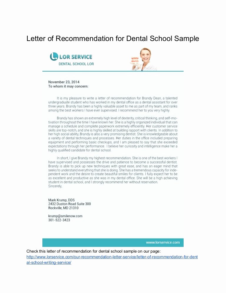 Dental School Letter Of Recommendation Fresh Samples Of Letter Of Re Mendation