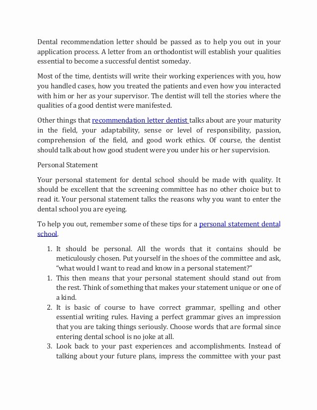 Dentist Letter Of Recommendation Unique How to Into Dental School In 2017