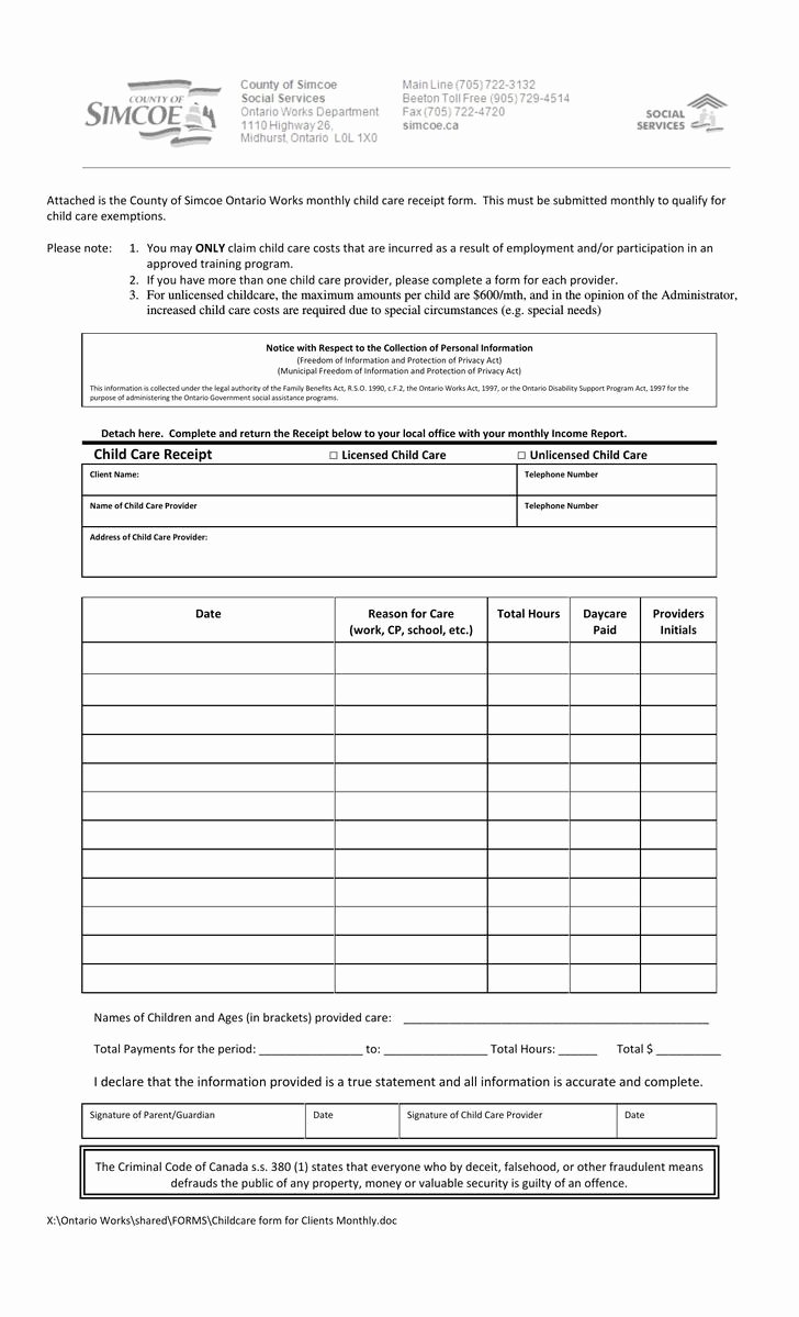 Dependent Care Receipt Template New 12 Daycare Receipt Template Free Download