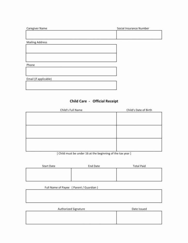 Dependent Care Receipt Template New Child Care Receipts Template Tax Receipt Canada Resume