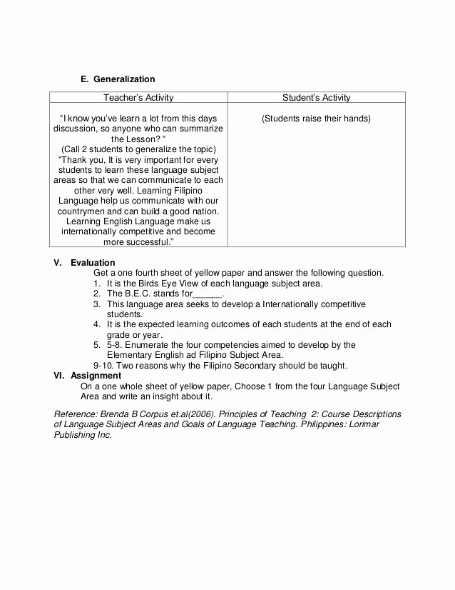 Detailed Lesson Plan Template Awesome Sample Detailed Lesson Plan