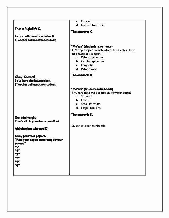 Detailed Lesson Plan Template Fresh Detailed Lesson Plan Sample Digestive Process