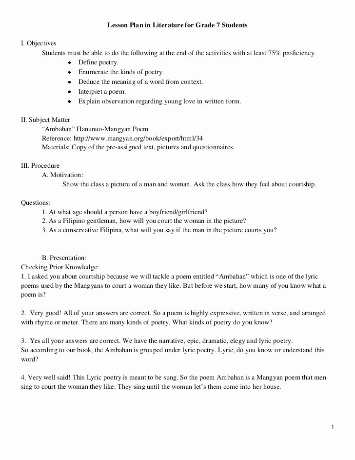Detailed Lesson Plan Template Luxury Semi Detailed Lesson Plan