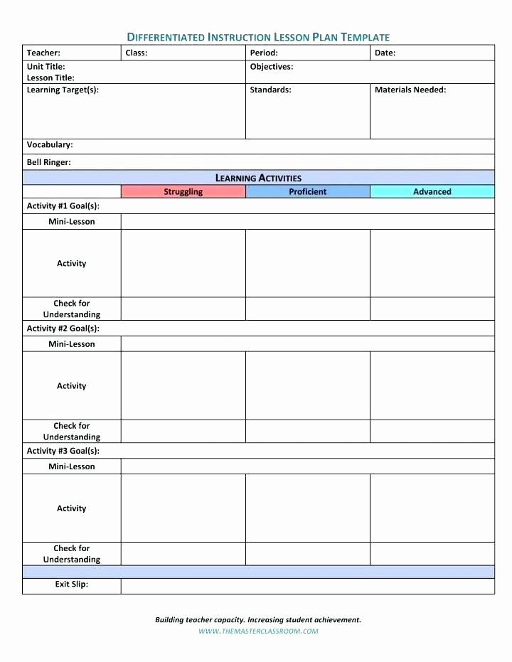 Differentiated Instruction Lesson Plan Template Beautiful Differentiated Instruction Lesson Plan Template 7 Free