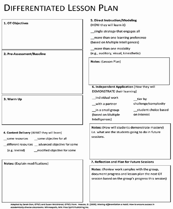 Differentiated Instruction Lesson Plan Template Inspirational Differentiated Lesson Plan Template