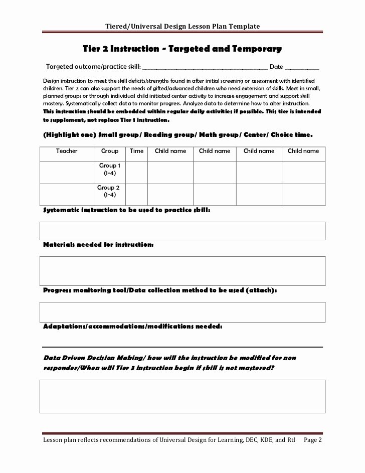 Differentiated Lesson Plan Template Awesome Tiered Lesson Plan Template