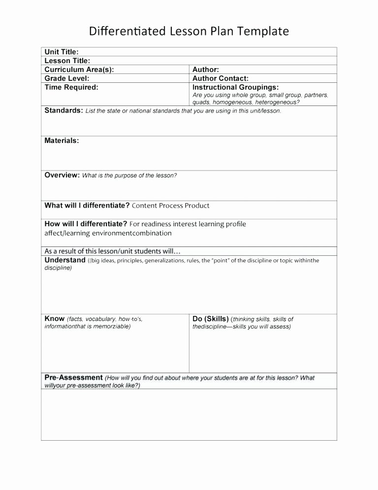 Differentiated Lesson Plan Template Inspirational Differentiated Lesson Plan Template Resume Modern Lesson