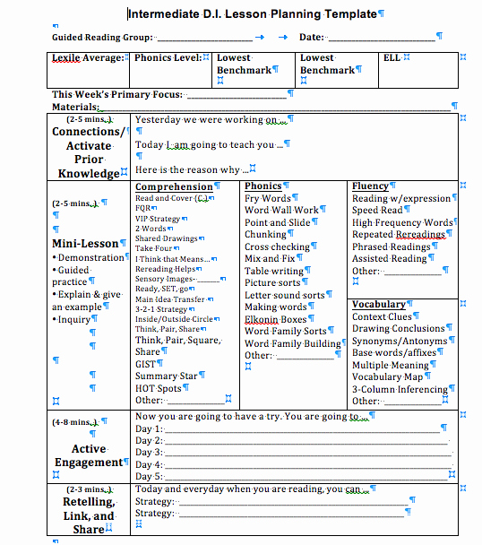 Differentiated Lesson Plan Template Unique 27 Of Workshop Model Instruction Template