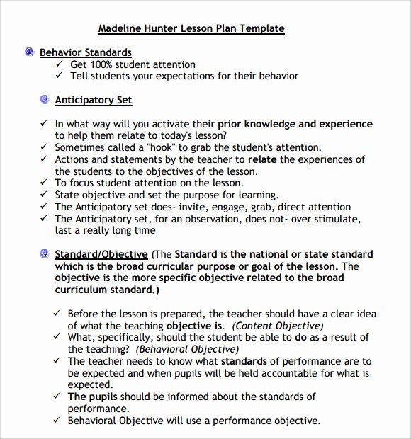 Direct Instruction Lesson Plan Template Inspirational Madeline Hunter Lesson Plan Examples