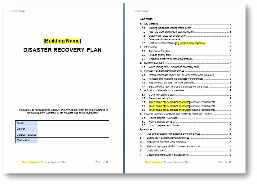 Disaster Recovery Plan Template Best Of Disaster Recovery Plan Template the Continuity Advisor