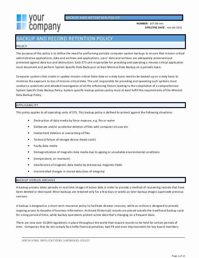 Disaster Recovery Plan Template Nist New Backup Policy Template Nist Templates Resume Examples