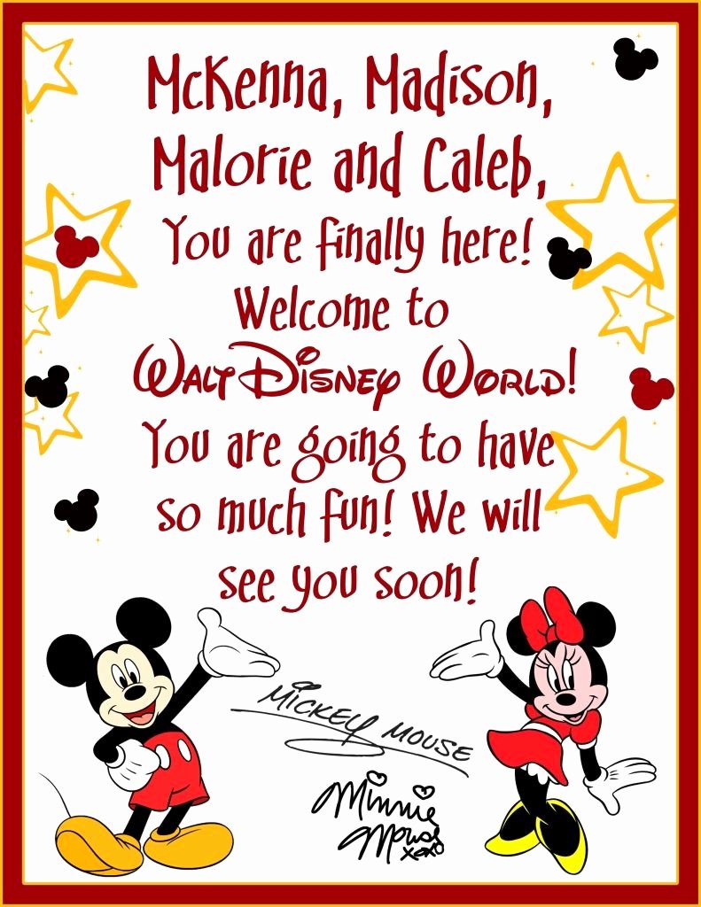 Disney Surprise Letter Template New Wel E From Mickey &amp; Minnie