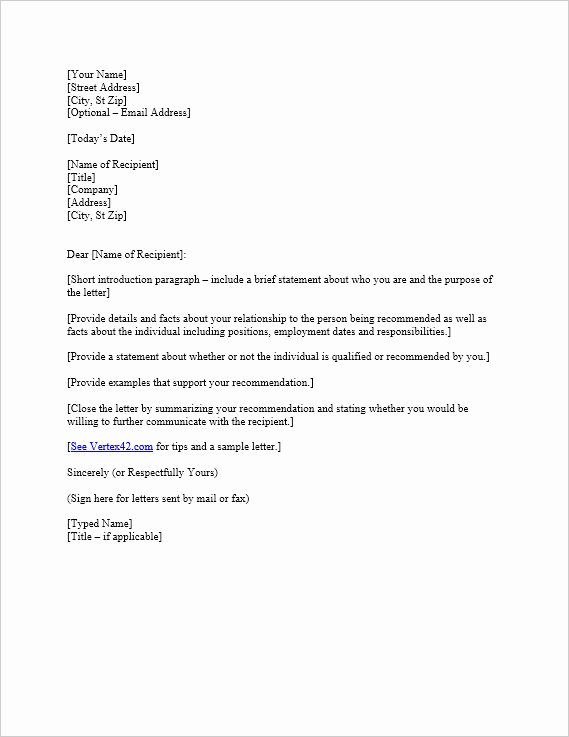 Do Letter Of Recommendation Unique Free Letter Of Reference Template