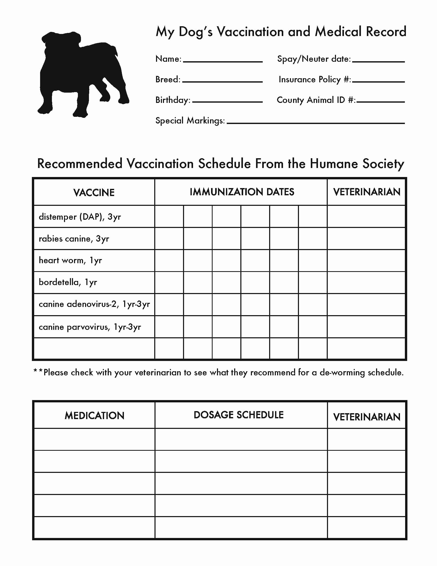 Veterinary Exam Report Printable Template