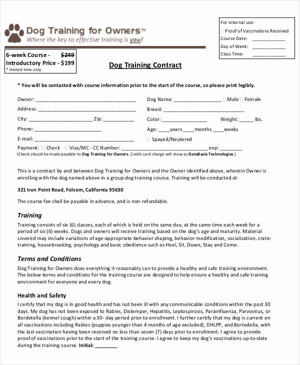 Dog Training Plan Template Inspirational 9 Training Contract Samples &amp; Templates In Pdf