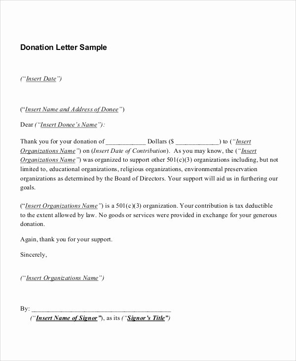 Donation Receipt Letter Templates Beautiful 8 Donation Receipt Samples