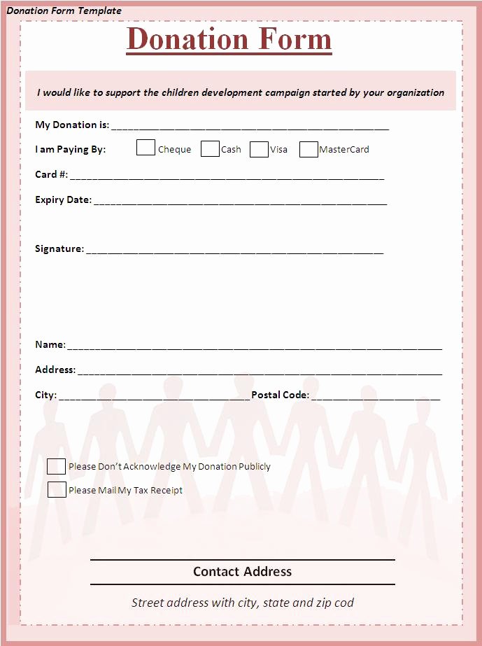 Donation Receipt Letter Templates New Donation form Template