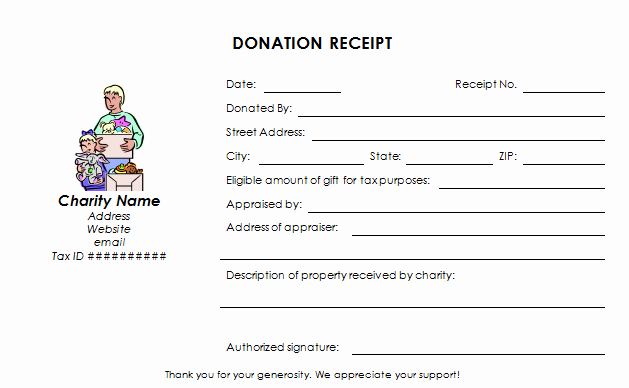 charitable donation receipt template