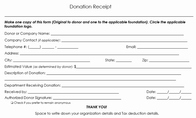 Donation Tax Receipt Template New Donation Receipt Template 12 Free Samples In Word and Excel