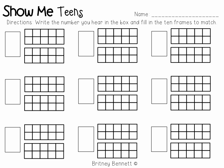 Double Ten Frame Template Inspirational Kindergarten Ten Frame Teen Number Worksheets