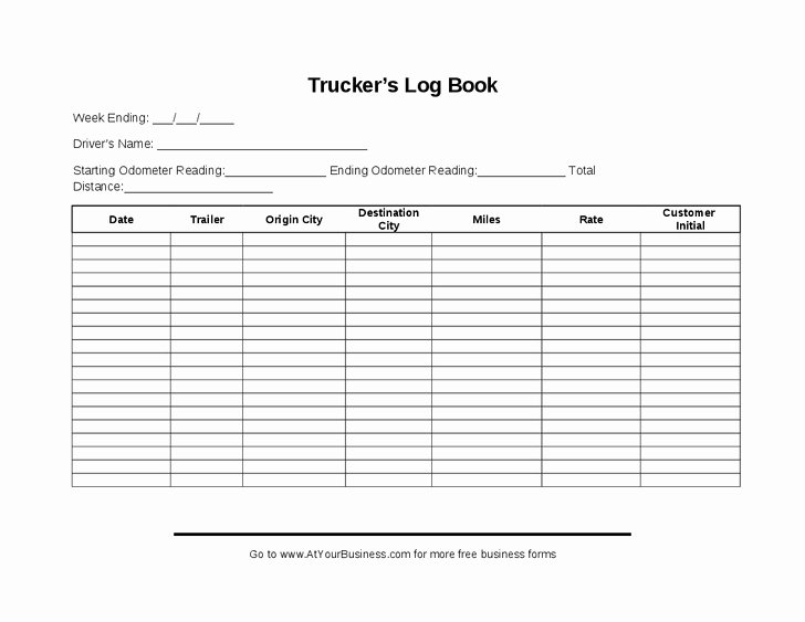 Drivers Log Book Template New Truck Driver Log Book Template