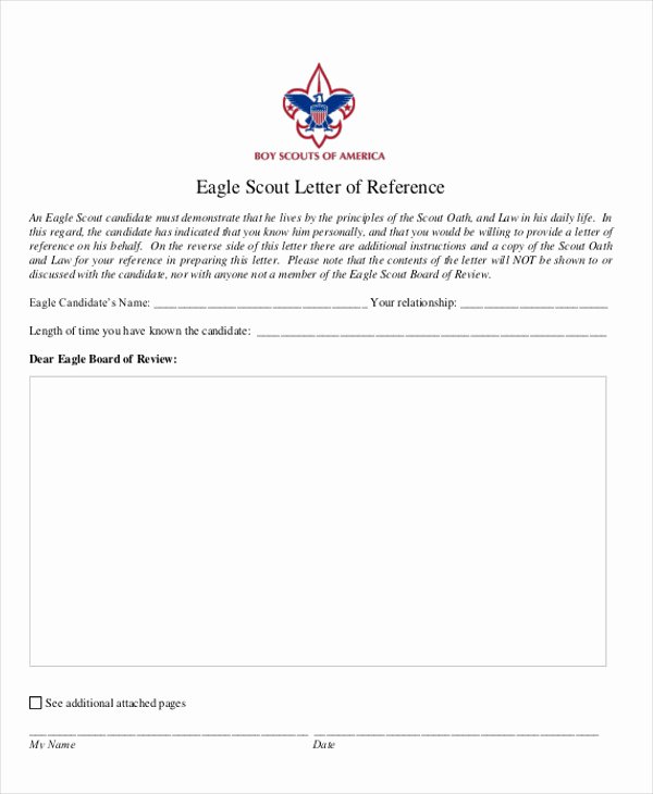 Eagle Letter Of Recommendation Awesome 9 Sample Eagle Scout Re Mendation Letter Templates